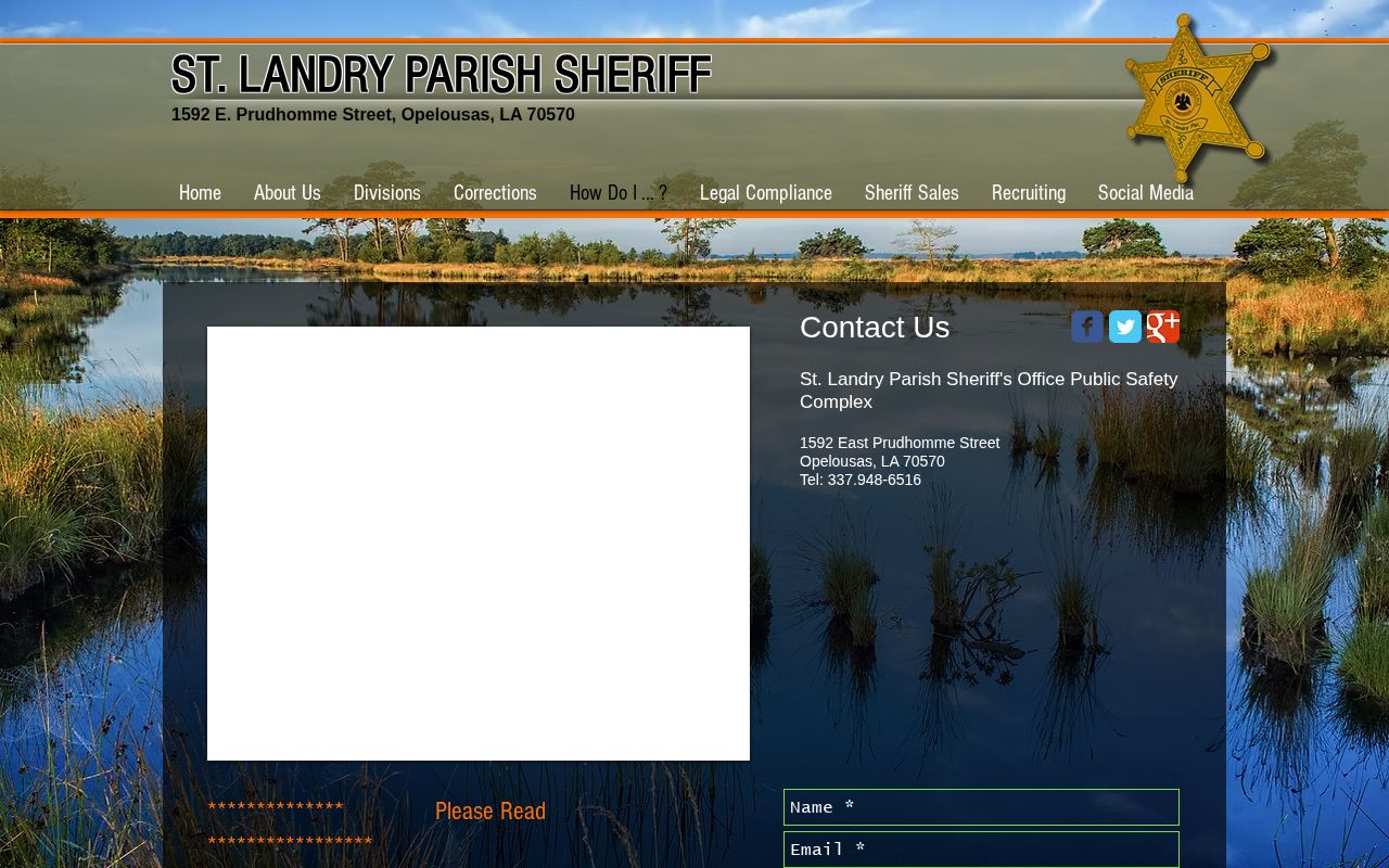 St. Landry Parish Sheriff contact and warrant-record request route